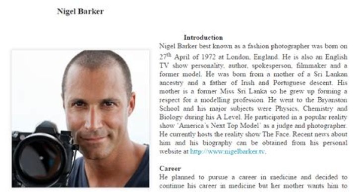 Nigel Barker Bio (Wiki) 