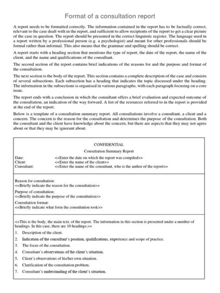 What is the function of a consultation report quizlet?